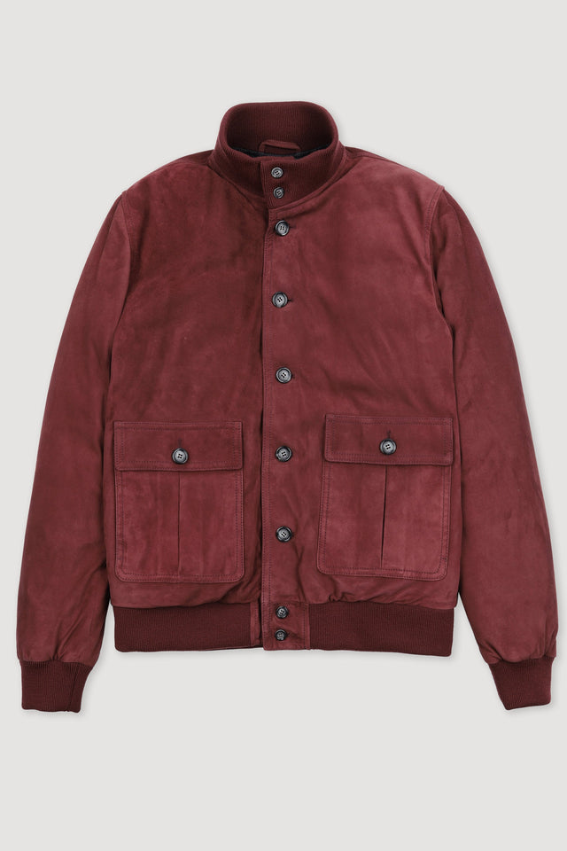 Goose down padded Valstarino in suede leather. Red - Myrtle