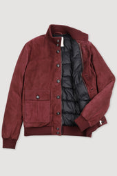Goose down padded Valstarino in suede leather. Red - Myrtle