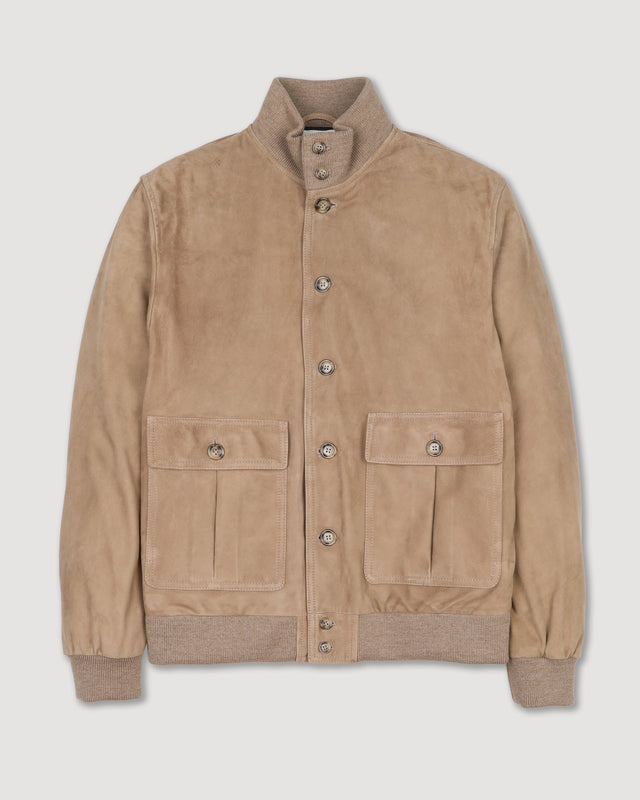 Goose down padded Valstarino in suede leather. Brown - Grege