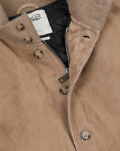 Goose down padded Valstarino in suede leather. Brown - Grege