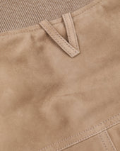 Goose down padded Valstarino in suede leather. Brown - Grege