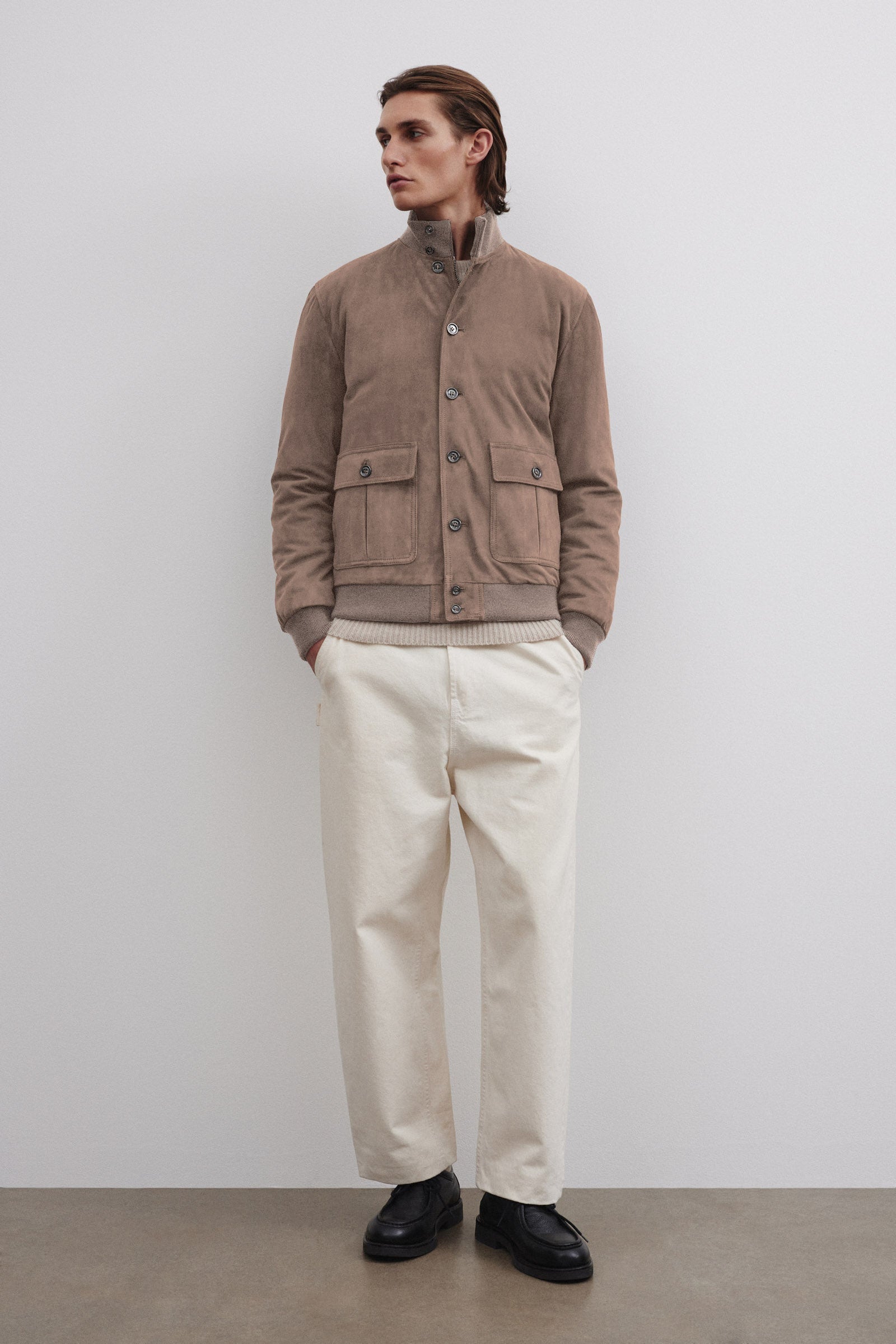 Goose Down Padded Valstarino In Suede Leather Beige Grege