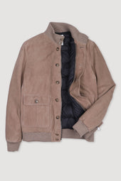 Goose down padded Valstarino in suede leather. Beige - Grege