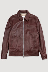Padded zip jacket in nappa leather. Brown - Terra