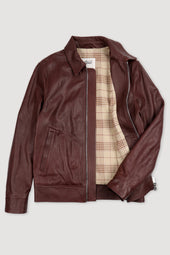 Padded zip jacket in nappa leather. Brown - Terra