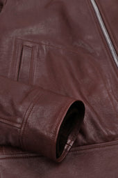 Padded zip jacket in nappa leather. Brown - Terra