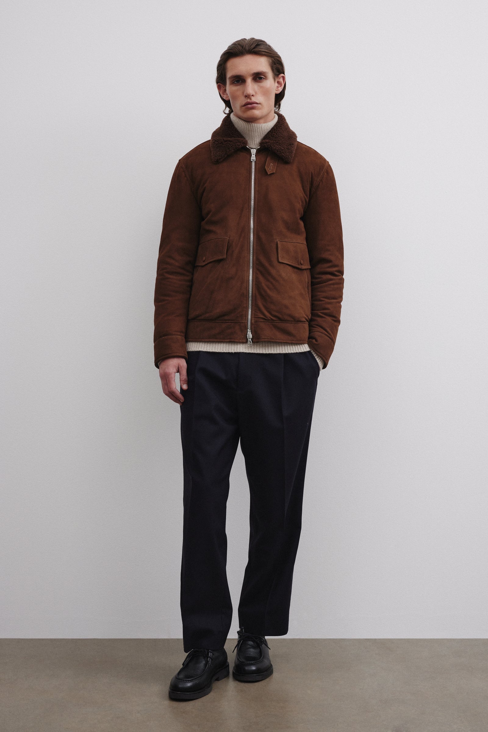 Thomas Jacket In Suede With Goose Down Padding Sesamo