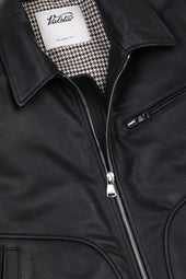 Lined biker jacket in grain nappa leather. - Black