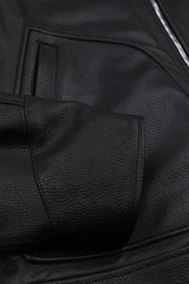 Lined biker jacket in grain nappa leather. - Black