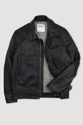 Lined biker jacket in grain nappa leather. - Black