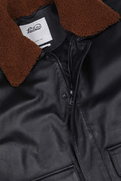 Tom padded bomber jacket in nappa with shearling collar. - Black