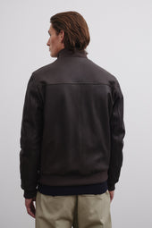 Padded valstarino jacket in grain leather. Brown - Ebano