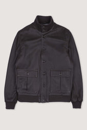 Padded valstarino jacket in grain leather. Brown - Ebano