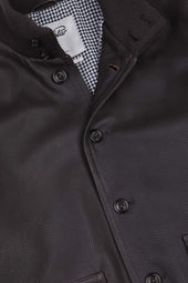 Padded valstarino jacket in grain leather. Brown - Ebano