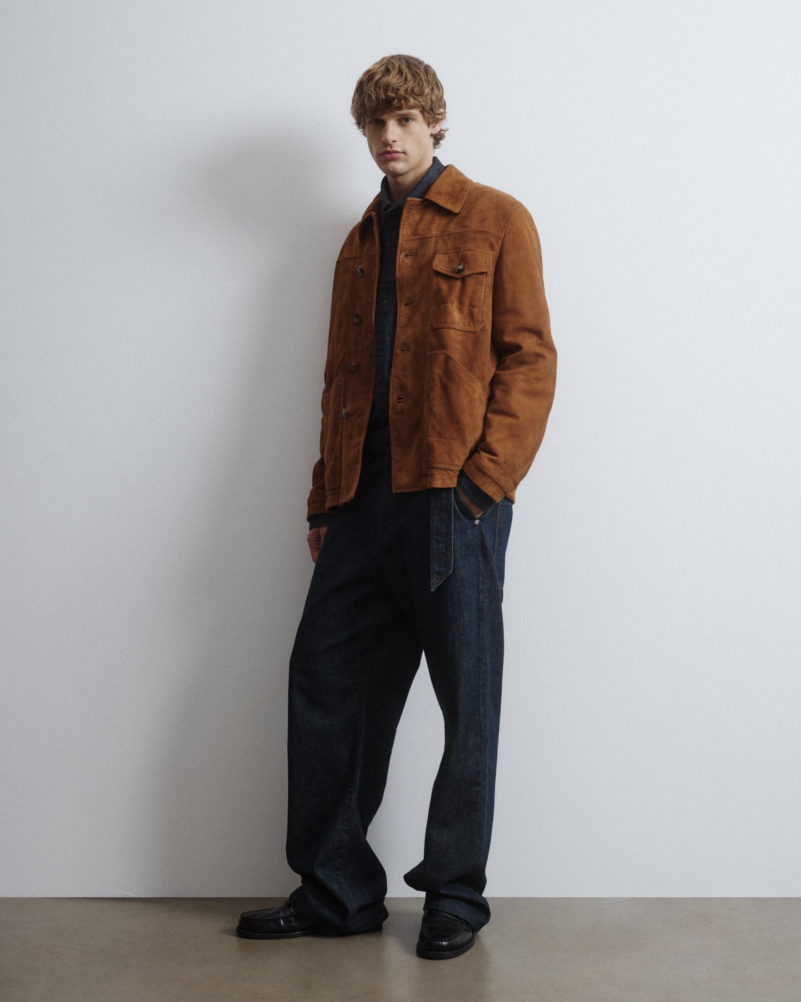Elgar Padded Work Jacket In Suede Leather Sandal