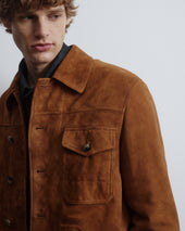 Elgar padded work jacket in suede leather. Brown - Sandal