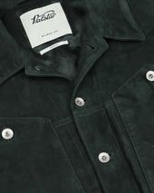 Roundy padded trucker jacket in suede leather. Green - Verdone