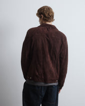 Roundy padded trucker jacket in suede leather. Brown - Caffè