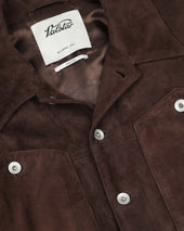 Roundy padded trucker jacket in suede leather. Brown - Caffè