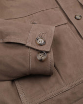 Brera padded field jacket in suede leather with a knitted collar. Brown - Grege