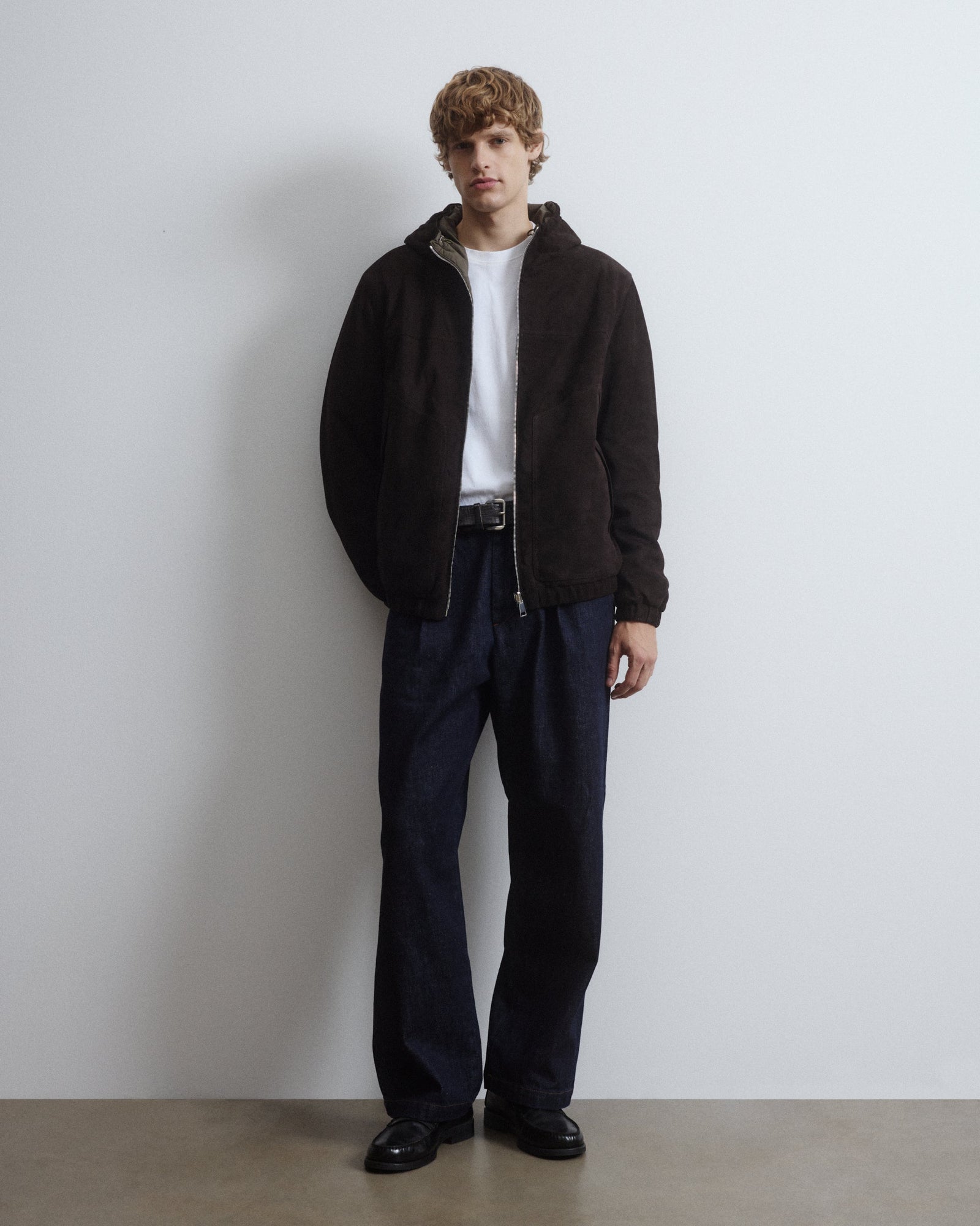 Coyle Reversible Hooded Jacket In Suede Leather And Waterproof Fabric Brown Ebano Military