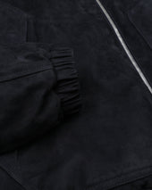 Coyle reversible hooded jacket in suede leather and waterproof fabric. - Blue