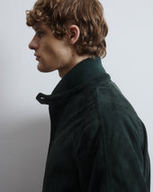 Voyd padded bomber jacket in suede leather. Green - Verdone
