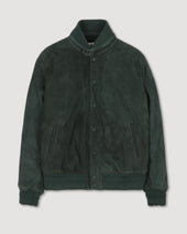 Voyd padded bomber jacket in suede leather. Green - Verdone