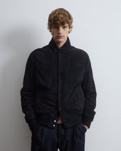 Voyd padded bomber jacket in suede leather. Blue - Dark blue