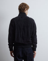 Voyd padded bomber jacket in suede leather. Blue - Dark blue