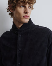 Voyd padded bomber jacket in suede leather. Blue - Dark blue