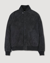 Voyd padded bomber jacket in suede leather. Blue - Dark blue