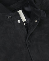 Voyd padded bomber jacket in suede leather. Blue - Dark blue