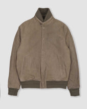 Voyd padded bomber jacket in suede leather. Green - Soldier