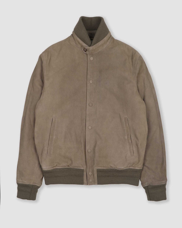 Voyd padded bomber jacket in suede leather. Green - Soldier