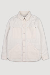 Padded overshirt in cotton drill. Cream - Ecru