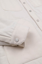 Padded overshirt in cotton drill. Cream - Ecru