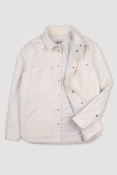 Padded overshirt in cotton drill. Cream - Ecru