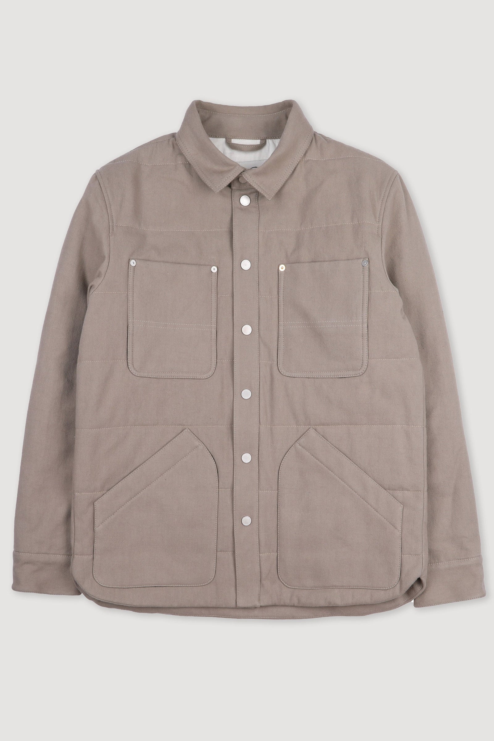 Padded Overshirt In Cotton Drill Beige Coloniale