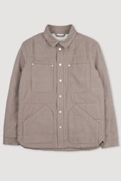 Padded overshirt in cotton drill. Beige - Coloniale