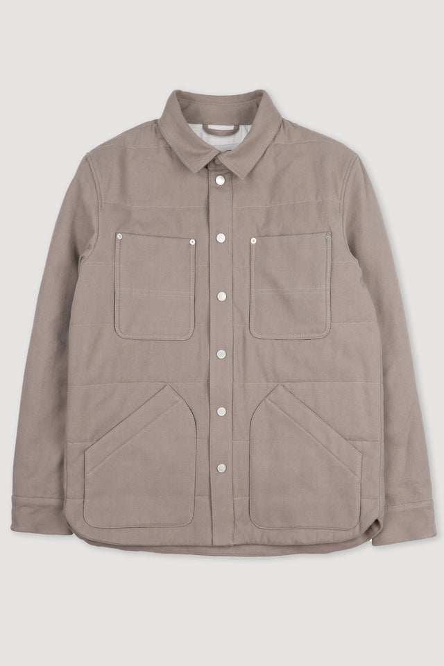 Padded overshirt in cotton drill. Beige - Coloniale