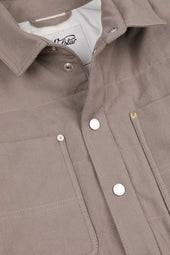 Padded overshirt in cotton drill. Beige - Coloniale