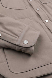 Padded overshirt in cotton drill. Beige - Coloniale