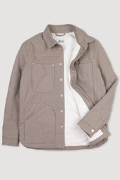 Padded overshirt in cotton drill. Beige - Coloniale
