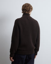 Knitted Valstarino jacket in pure virgin wool, crafted in a half English rib stitch and fully lined. Brown - Castagno