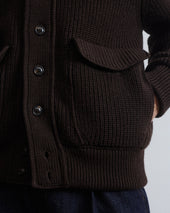 Knitted Valstarino jacket in pure virgin wool, crafted in a half English rib stitch and fully lined. Brown - Castagno