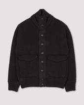 Knitted Valstarino jacket in pure virgin wool, crafted in a half English rib stitch and fully lined. Brown - Castagno
