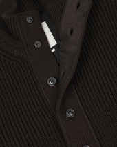 Knitted Valstarino jacket in pure virgin wool, crafted in a half English rib stitch and fully lined. Brown - Castagno