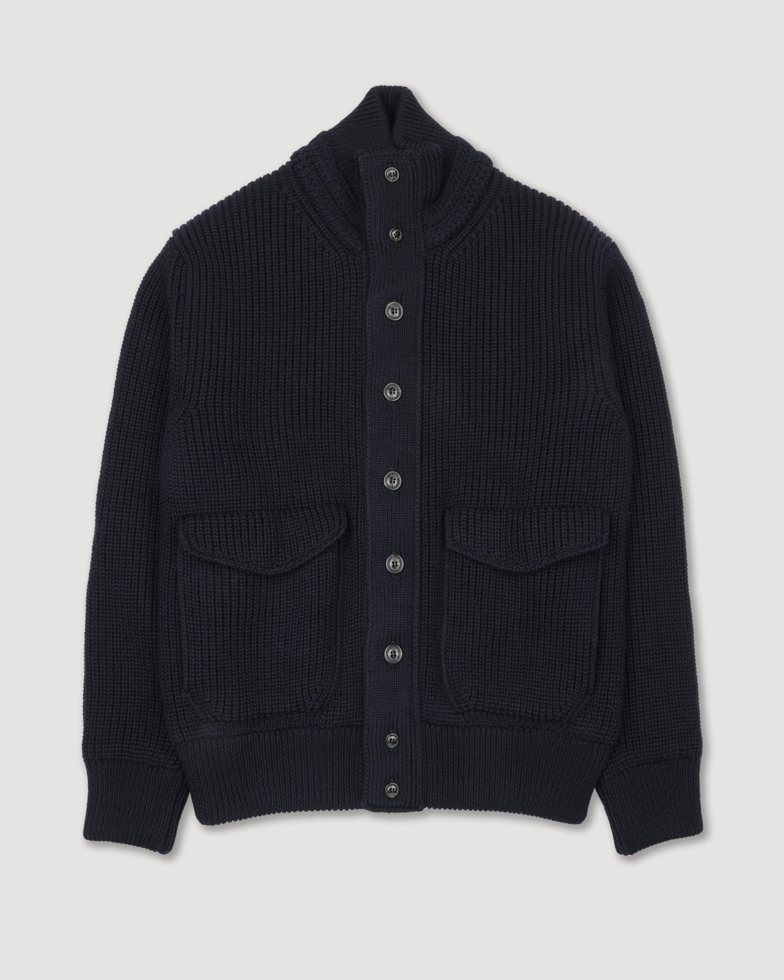 Knitted Valstarino Jacket In Pure Virgin Wool Crafted In A Half English Rib Stitch And Fully Lined Blue