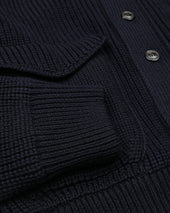 Knitted Valstarino jacket in pure virgin wool, crafted in a half English rib stitch and fully lined. Blue - Navy